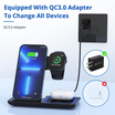 18W Fast Wireless Charger – 3-in-1 Charging Station for iPhone 16/15/14/13/12/11/Pro Max/Plus, Apple Watch Series SE/10/9/8/7/6/5/4/3, and AirPods Pro/3/2 (Includes QC3.0 Adapter)