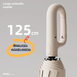 Enhanced Extra-Large Umbrella with Reinforced Design for Wind and Rain Resistance, Dual-Purpose Functionality, and UV Protection with Fully Automatic Ring-Buckle System