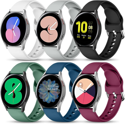 6 Pack Bands Compatible with Samsung Galaxy Watch 7 6 5 4 Band 40Mm 44Mm/Galaxy Watch 5 Pro 45Mm/Watch 4 6 Classic 42Mm 46Mm 43Mm 47Mm/Active 2 Watch/Watch 3 41Mm, 20Mm Sport Band for Women Men