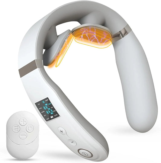 Cordless Neck Massager with Heat – Intelligent Electronic Device for Deep Tissue Relief, Portable with 10 Modes & 16 Intensity Levels, Ideal for Reducing Fatigue, Perfect Gift for Men & Women