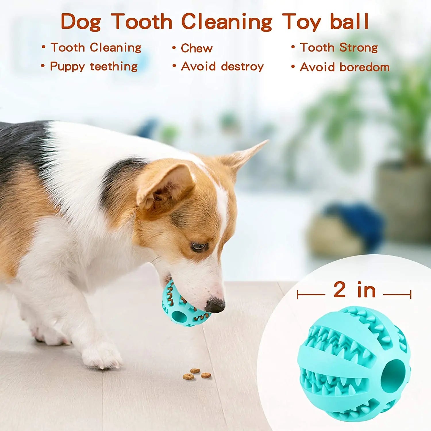 5cm Extra-Tough Natural Rubber Chew Toy for Dogs - Interactive Elastic Ball for Teeth Cleaning & Treat Dispensing