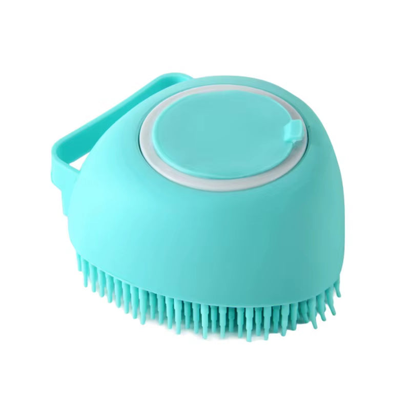 Pet Grooming Bath Massage Brush with Soap and Shampoo Dispenser Soft Silicone Bristle for Long Short Haired Dogs Cats Shower