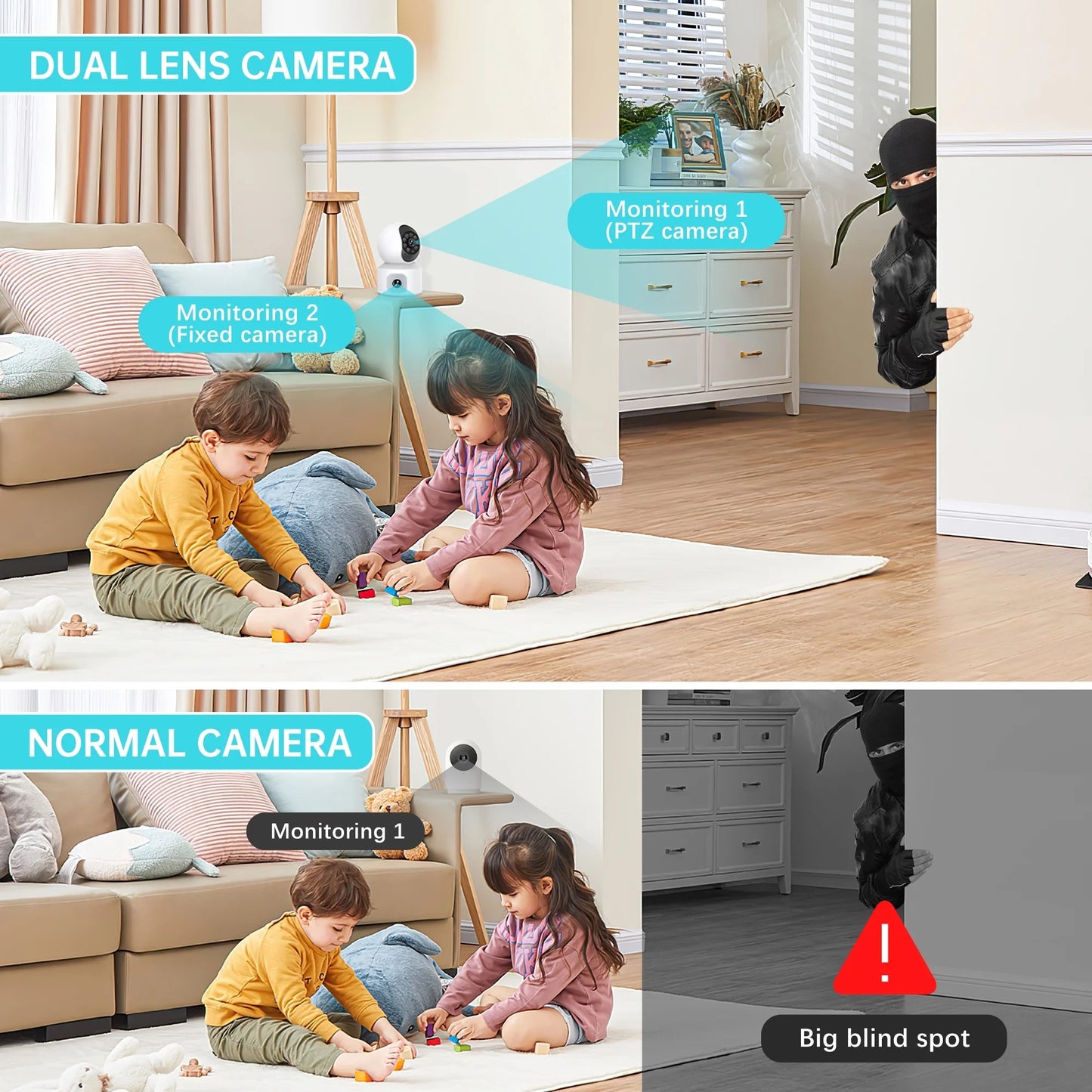 3K 5MP WiFi Baby Monitor - HD Video Camera with Night Vision, App Control, Video Recording, Motion Tracking, and 2-Way Audio