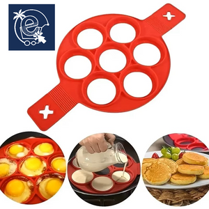 Nonstick Silicone Egg & Pancake Ring Mold – Easy Flip Breakfast Tool for Perfect Pancakes and Omelettes