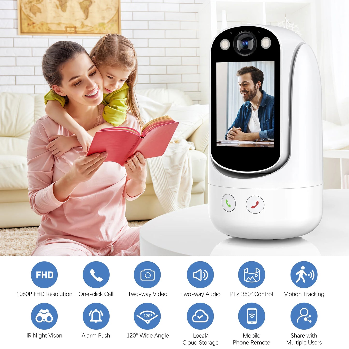 Baby Monitor: Dual Cameras, 2K HD for Home Security/Baby Monitor/Pet Camera and Two Way Video Call, 1080P HD