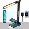 LED Desk Light 3 in 1 Table Lamp With Wireless Charger, Wireless Charging Stand Dimmable With Clock Alarm