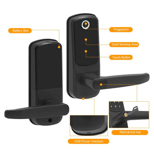 Bluetooth Electronic Biometric Fingerprint Smart Door Lock Handle Doors Password Key IC Card (Office)