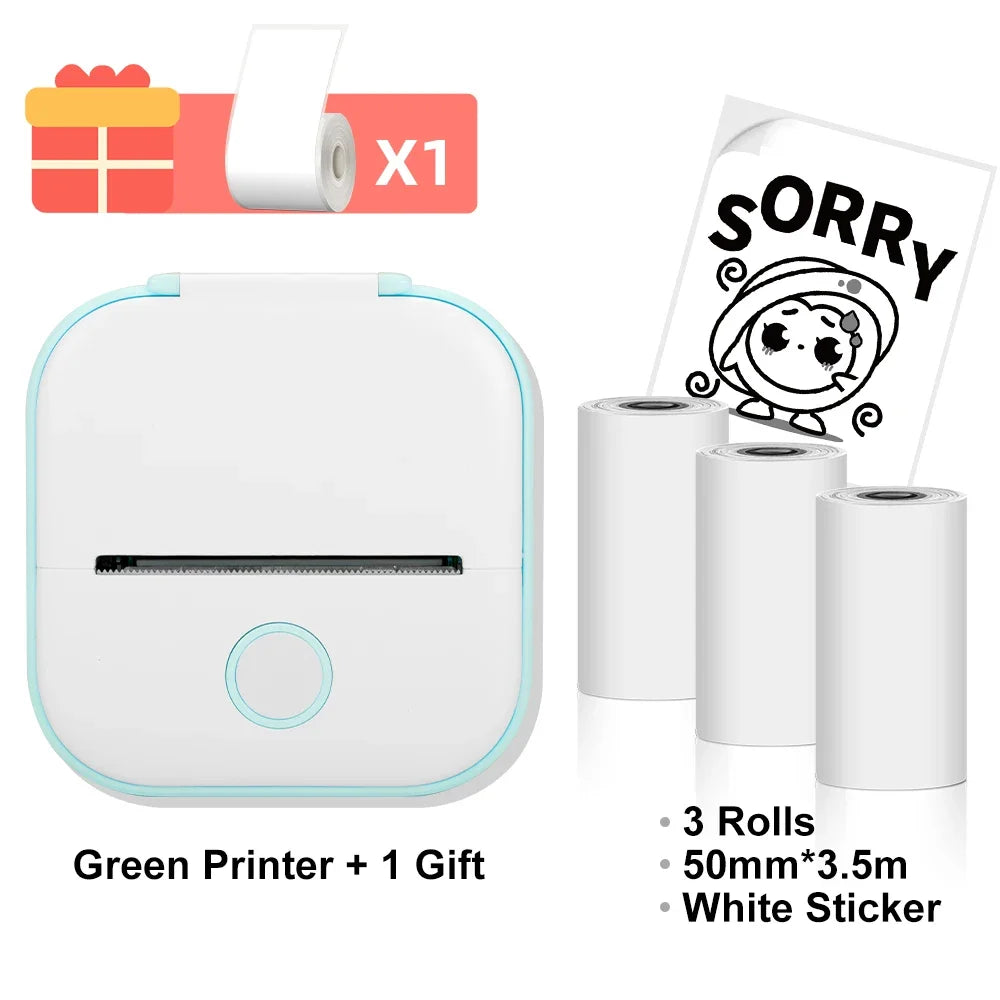 Mini Thermal Printer T02 - Portable Bluetooth Pocket Printer for Stickers, Photos, and Notes