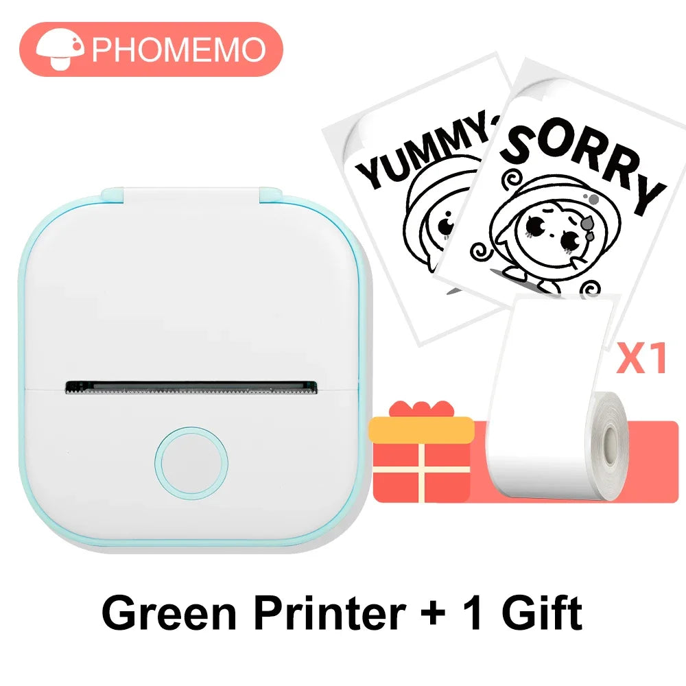 Mini Thermal Printer T02 - Portable Bluetooth Pocket Printer for Stickers, Photos, and Notes