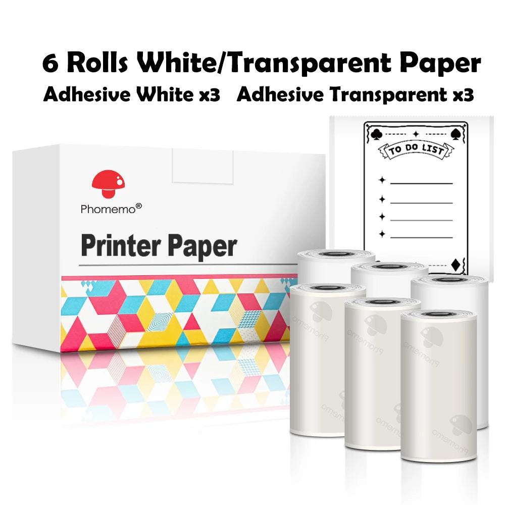 3 Rolls Self-Adhesive Transparent Thermal Paper for T02 - Ideal for DIY Labels, Photos, Texts, and Study Notes