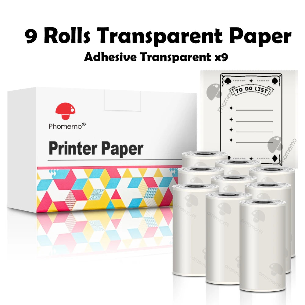 3 Rolls Self-Adhesive Transparent Thermal Paper for T02 - Ideal for DIY Labels, Photos, Texts, and Study Notes