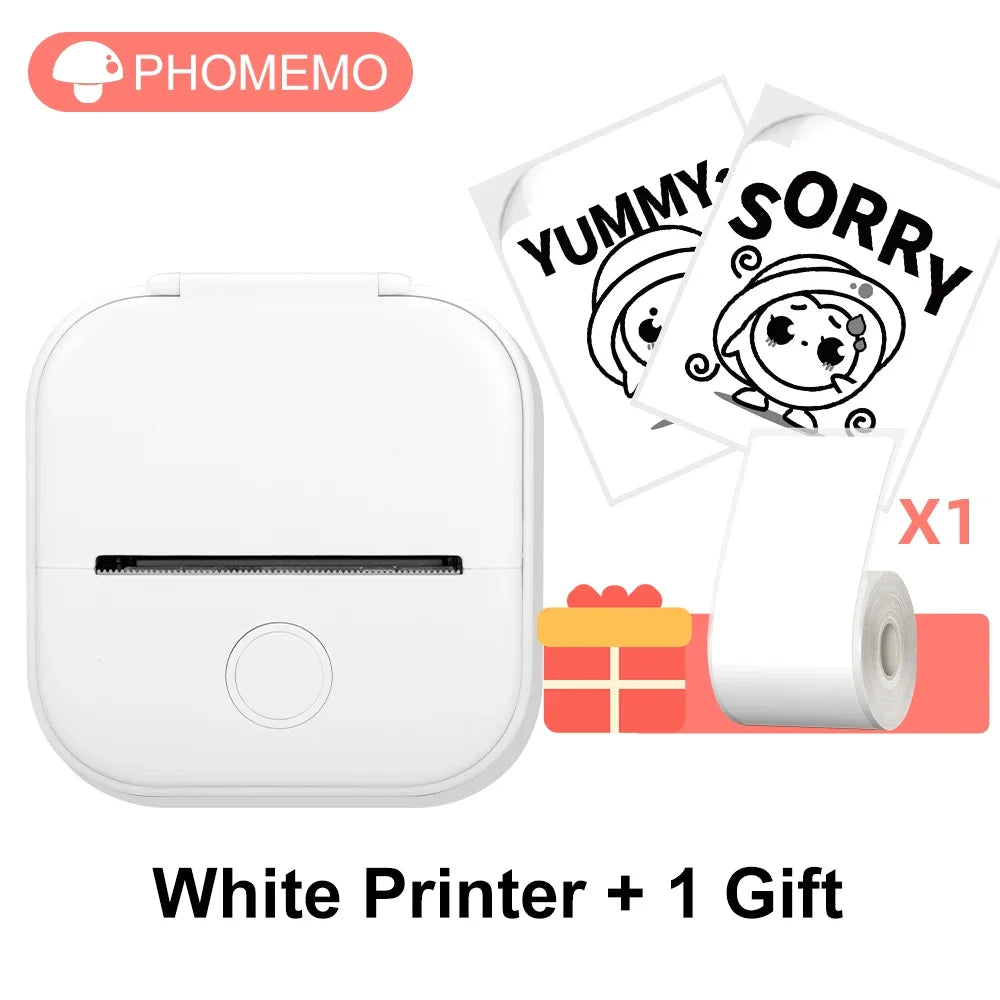 Mini Thermal Printer T02 - Portable Bluetooth Pocket Printer for Stickers, Photos, and Notes