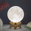 8CM Starry Moon Lamp – Battery-Powered LED Night Light with Wooden Stand – Perfect Bedroom Décor and Kids' Gift