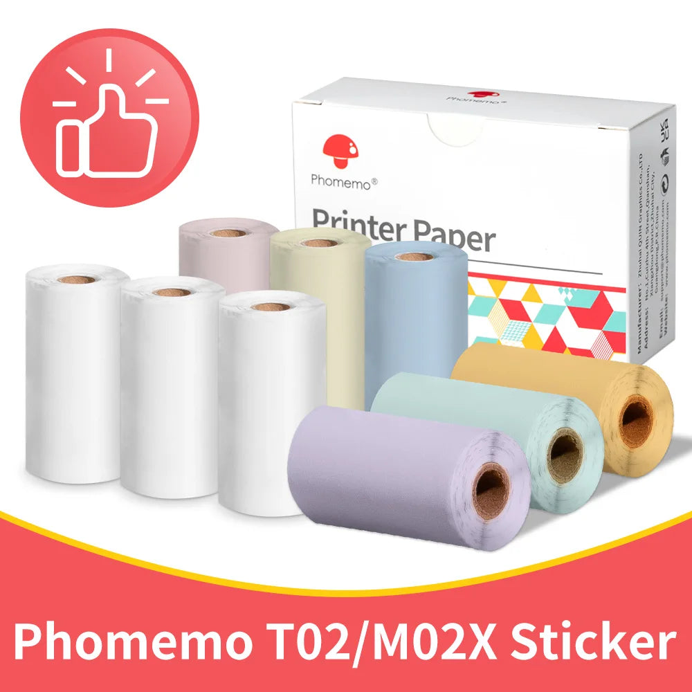 3 Rolls Self-Adhesive Transparent Thermal Paper for T02 - Ideal for DIY Labels, Photos, Texts, and Study Notes