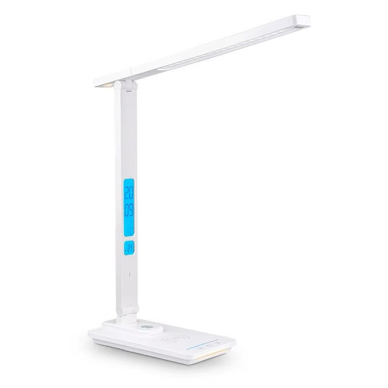 LED Desk Light 3 in 1 Table Lamp With Wireless Charger, Wireless Charging Stand Dimmable With Clock Alarm