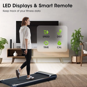 2-in-1 Under Desk Walking Pad Treadmill – Compact, Quiet, & Lightweight with Remote Control | Perfect for Home & Office Workouts | 0.6-3.8 MPH Speed Range