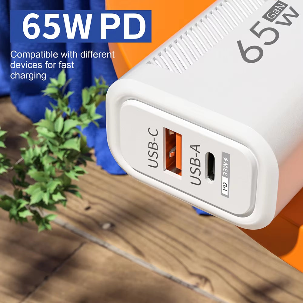 65W GaN USB-C Charger – Ultra-Fast Charging for iPhone, Samsung & More