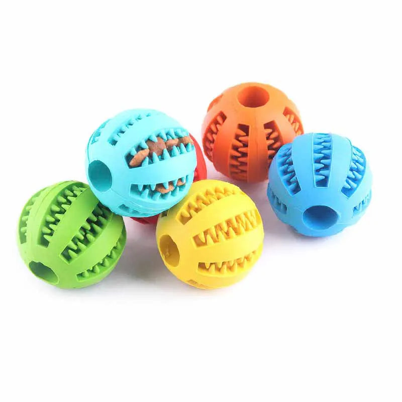 5cm Extra-Tough Natural Rubber Chew Toy for Dogs - Interactive Elastic Ball for Teeth Cleaning & Treat Dispensing