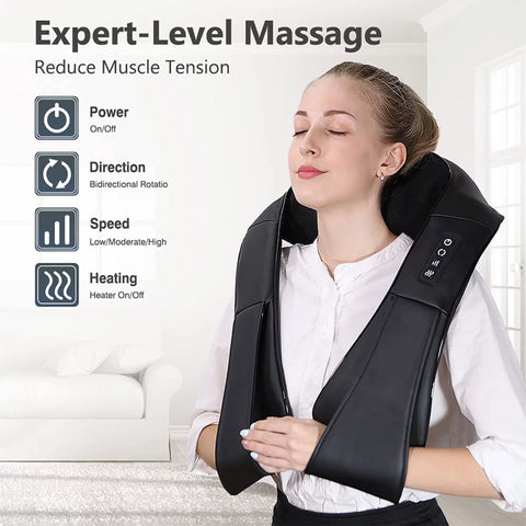 Shiatsu Neck and Back Massager with Heat - Deep Tissue 3D Kneading for Muscle Pain Relief at Home, Office, and Car